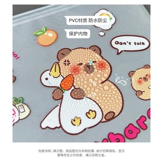 Túi Zip Lụa Capybara, Bìa Lụa Có Zip Cute, Túi Lụa Mờ Có Khóa Kéo Họa Tiết Hoạt Hình Dễ Thương 21*17cm