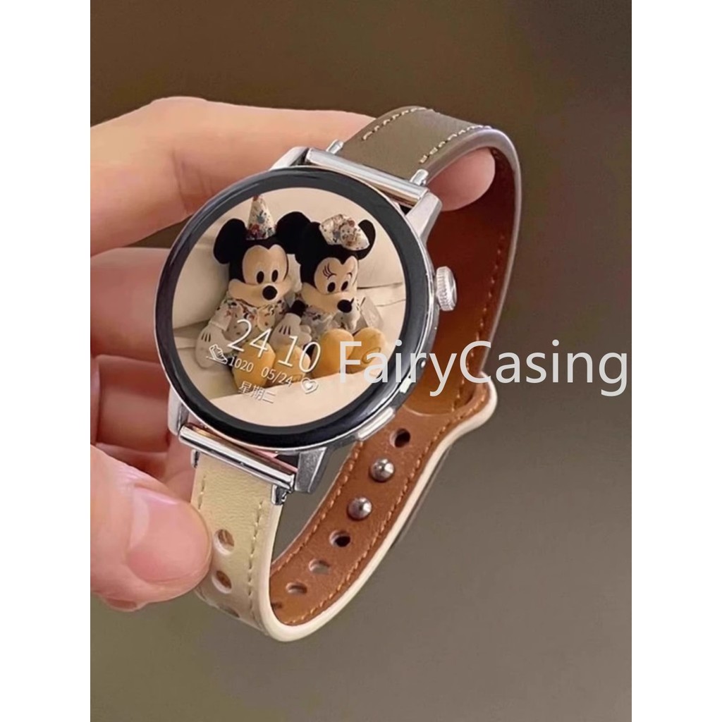 Dây da 20MM 22MM cho Huawei Samsung Galaxy Watch 7 40 / 44mm 3 6 5 / pro / 4 / classic 45mm 41mm Vòng đeo tay Dây đeo đồng hồ Phụ kiện có thể đeo được