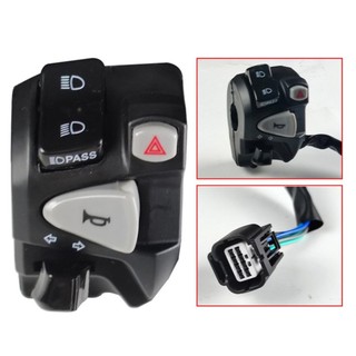 Okcatzone Xe Máy Tay Cầm Công Tắc Với Psing Ánh Sáng Nguy Hiểm PLug Sừng Đèn Cảnh Báo Bật Nút Tín Hiệu Cho Xe Honda Click150 Trái R6U1