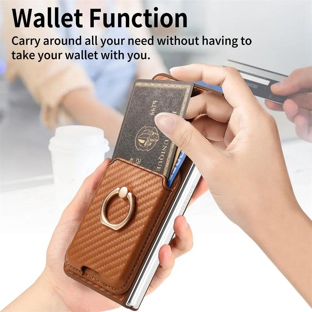 Ví đựng thẻ sợi Carbon 2 trong 1 có thể tháo rời cho Samsung Galaxy Z Fold 6 5 4 5G Vỏ điện thoại có vỏ bảo vệ màn hình
