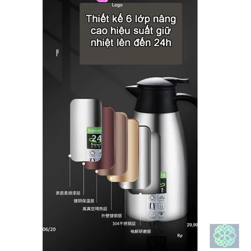 Bình nước giữ nhiệt 2 lít inox 304 Europan, bình ủ trà, ấm ủ, phích giữ nhiệt, bình giữ nhiệt cỡ lớn, ấm giữ nhiệt