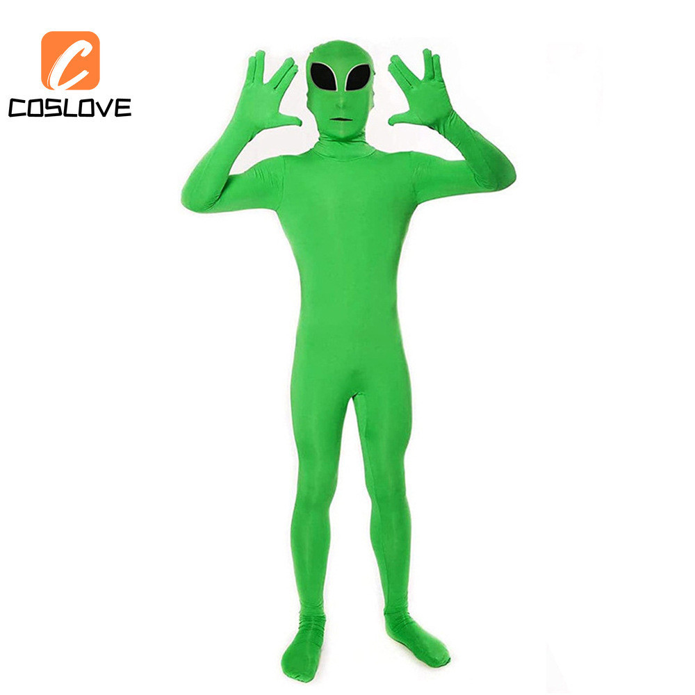 Cổ Điển Xanh Người Ngoài Hành Tinh Áo liền quần Cosplay Trọn Bộ Trang Phục Phù Hợp Với Người Lớn Màu Xanh Áo liền quần Cosplay Quần Áo Phục Hồi Hoàn Hảo