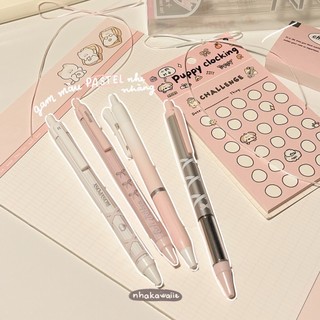 Set bút bi gel đen nơ Rosy Posy Ribbon 4 cây ngòi 0.5mm 0.38mm