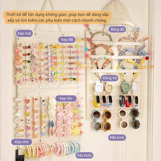 Giá treo Bunnies House gắn tường, túi lưu trữ phụ kiện gọn gàng, 2 màu trắng/hồng xinh xắn