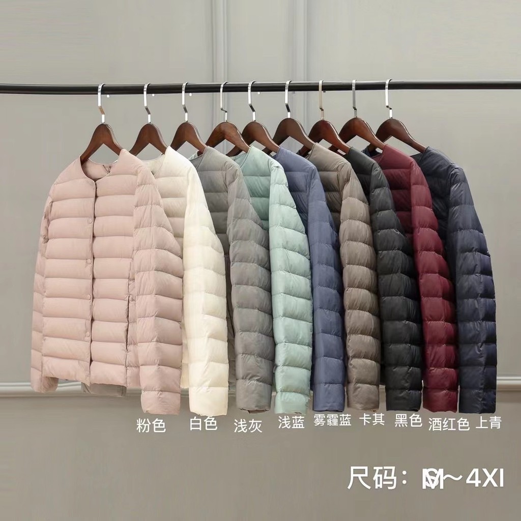 Nhẹ Cổ Tròn Xuống Áo Khoác Nữ Ấm Lót Ngắn Kích Thước Lớn Áo Thu Đông Nữ Không Cổ