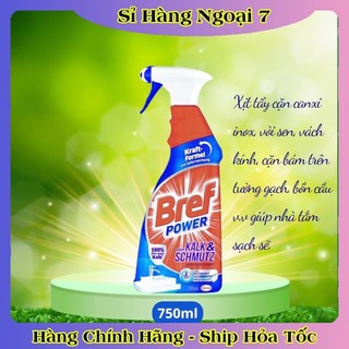Chai xịt vệ sinh tẩy cặn canxi inox, vòi sen, vách kính Bref Power 750ml của Đức
