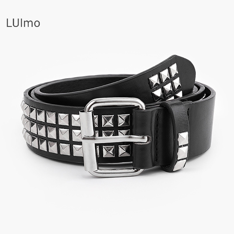 Luimo Hợp Thời Trang Hạt Vuông Đinh Tán Đai Kim Loại Kim Tự Tháp Dây Thắt Lưng Dành Cho Nam Nữ Punk Quần Jean Thắt Lưng Gothic Phong Cách Tối Cá Tính Unisex Thắt Lưng SBS