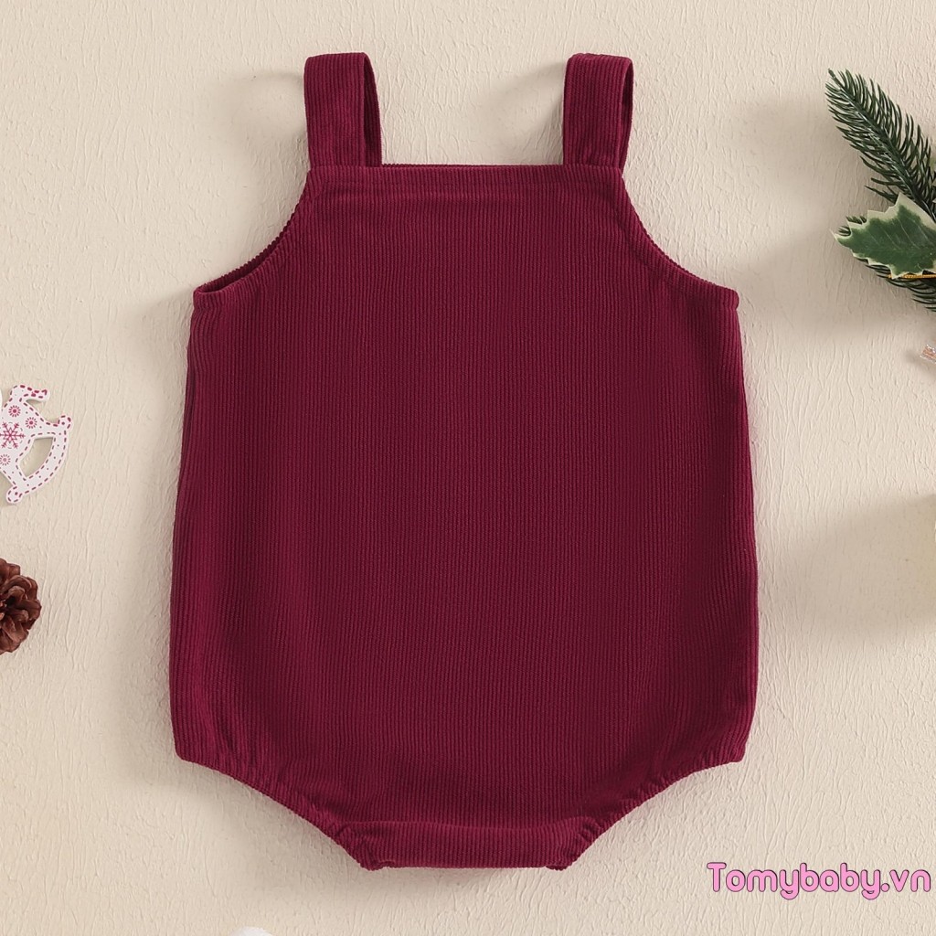 Bộ áo liền quần không tay thêu cây thông Noel cho bé gái