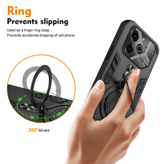 Dành Cho Tecno POVA 6 Pro 5G Ốp điện thoại Kim Loại Giá Đỡ Nhẫn Đế Mềm TPU Edge Cứng PC Mặt Sau Chống Sốc Mỏng Bao