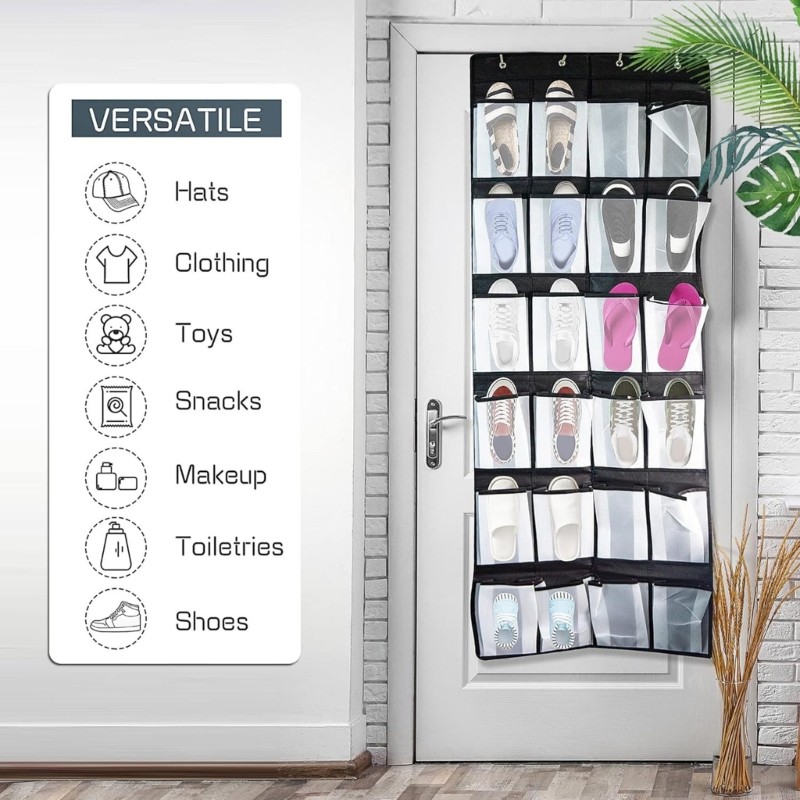 Giá đỡ giày treo cửa công suất lớn hàng đầu với 24 túi đựng giày