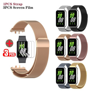 Dành cho Samsung Galaxy Fit 3 Fit3 2in1 Dây đeo Milanese bằng thép không gỉ kim loại + 3 miếng bảo vệ màn hình HD chống trầy xước