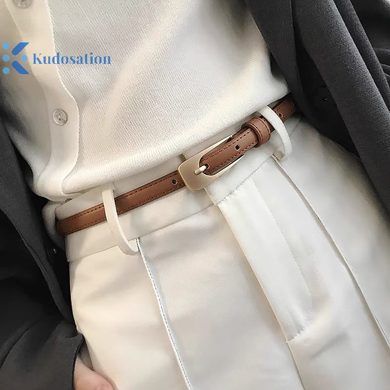 Kudosation Slim Eo Thắt Lưng Nữ Retro Đa Năng Váy Thường Ngày Váy Trang Trí Đơn Giản Dây Da Khóa Hợp Kim Hình Dạng Không Đều