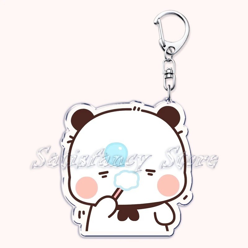Bubu Dudu-Móc khóa hoạt hình màu trắng và xám phụ kiện túi xách balo móc khoá bằng chất liệu arcrylic trong suốt