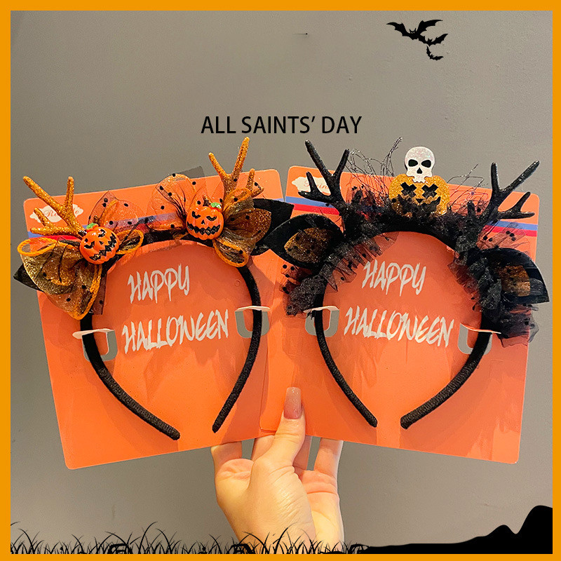 Sản phẩm Halloween: Bí Ngô và Nơ Tóc Phát Sáng Hình Nhện - Phụ Kiện Tóc Cho Các Sự Kiện Lễ Hội