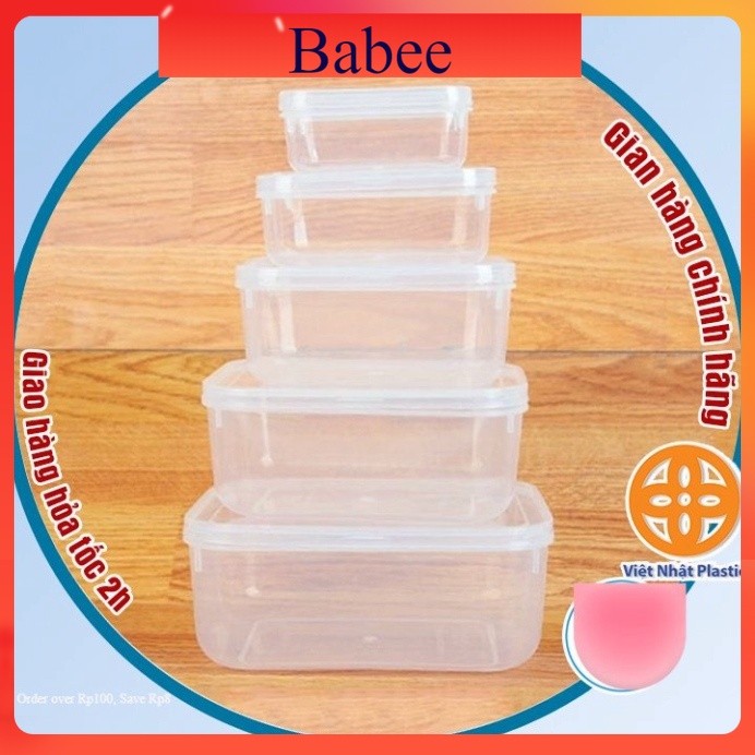Bộ 5 hộp lạnh bầu đựng thức ăn Việt Nhật -Hộp trữ đồ đông đồ ăn dặm cho bé (MS:6685) an toàn tiện lợi - br 01285 Babee