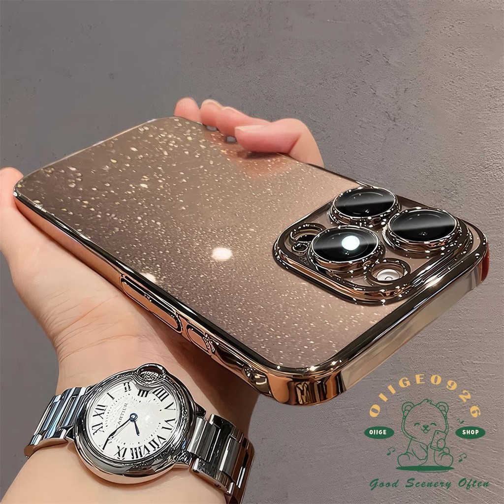【 Ốp lưng iphone16 】 Vỏ điện thoại mạ lấp lánh iphone16 Pro Max 15 14 13 12 11 cho vỏ iPhone PC Vỏ cứng chống sốc