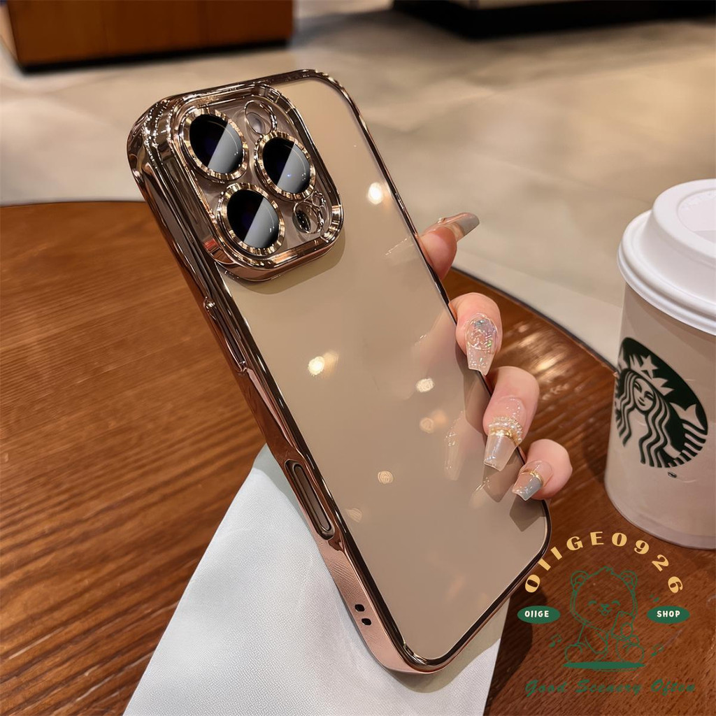 【 Ốp lưng iphone16 】 Vỏ điện thoại mạ trong suốt iphone16 Pro Max 15 14 13 12 11 cho vỏ iPhone Vỏ mềm silicon TPU chống sốc