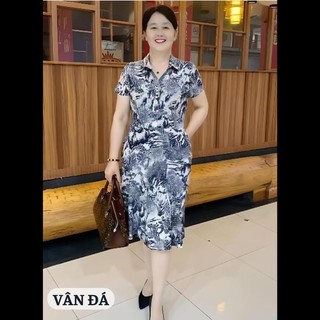 Đầm trung niên cho mẹ, Váy trung niên cho mẹ VÂN ĐÁ đi chơi dự tiệc sang trọng cao cấp chất liệu thun co giãn 4 chiều