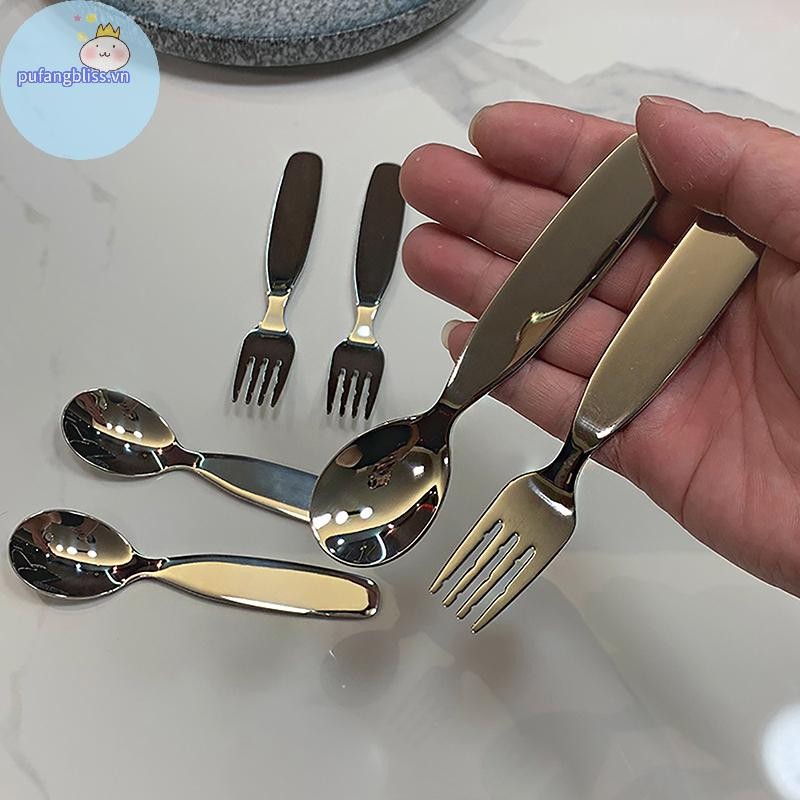 Pufangbliss Trẻ Em Bộ Đồ Ăn Sâu Dày Thép Không Gỉ Trẻ Em Thìa Eag Thìa Nĩa Inox 304 Nĩa Trẻ Em VN