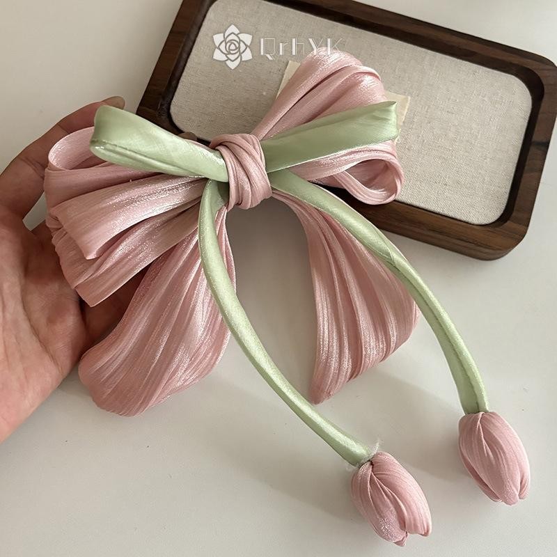 Qrhyk Thời Trang Ngọt Ngào Ruy Băng Tóc Cho Nữ Bé Gái Dễ Thương Thanh Lịch Nơ Kẹp Tóc Tinh Tế sels Phụ Kiện Tóc Quà Tặng Mới