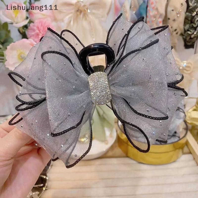 [LISHUJ] Phong Cách Hàn Quốc Lưới Nơ Kim Cương Giả Vuốt Tóc Vintage Thanh Lịch Kẹp Tóc Kẹp Tóc Cho Nữ Thời Trang Phụ Kiện Tóc SHU