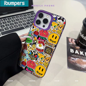ibumpers Ốp Lưng iPhone Xinh Ngầu LOGO Thương Hiệu Drew Ốp Điện Thoại IMD Cứng Trơn Chống Sốc Chống Bẩn Giáng Sinh Cho Iphone 16 15 14 12 13 11 Pro Max