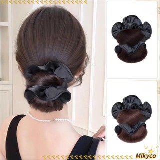 MIKYCO Tóc Bun Móng Vuốt Kẹp, Lông Tơ Có Dây Buộc Tóc Bun Đầu Tóc Giả, Đen Tổng Hợp Tóc Nữ