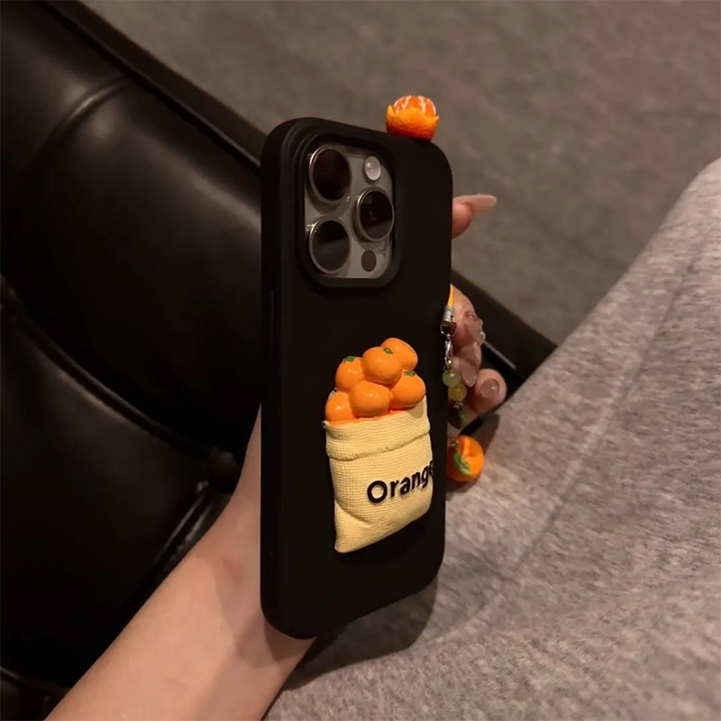 【✨Spot】[Ốp điện thoại màu cam ba chiều] ốp lưng iphone16promax / Apple 15Plus / 14 Pro, chống sốc