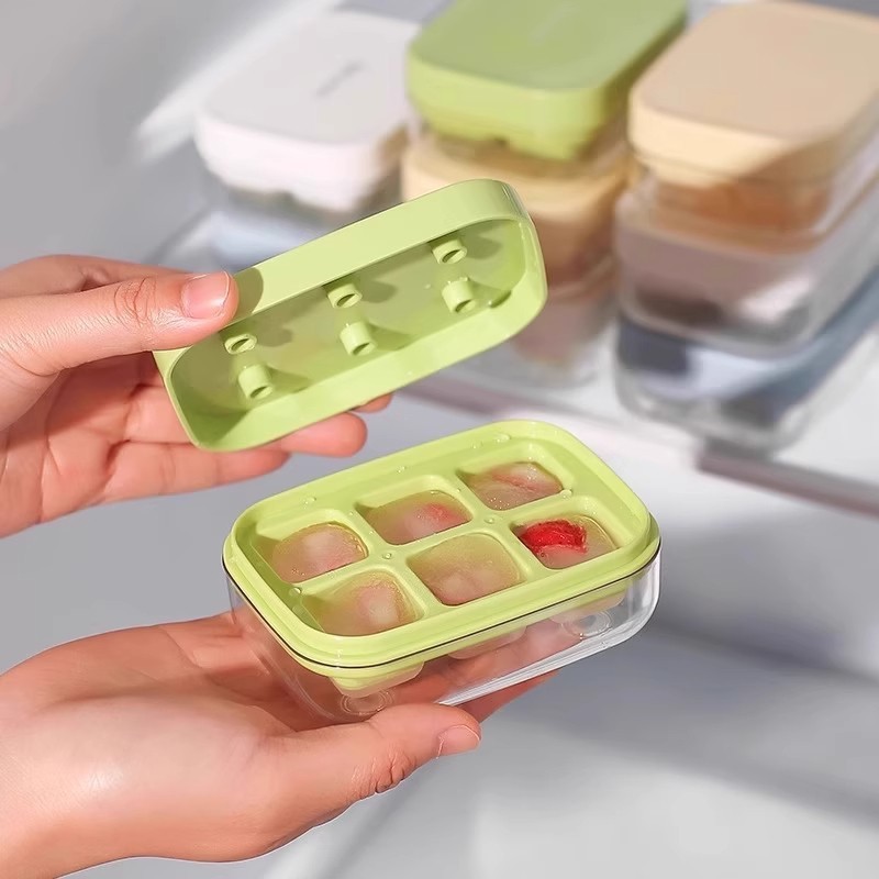 Khay làm đá silicon có nắp, cấp thực phẩm, dễ lấy đá, dùng tại nhà, hộp đá tiện dụng