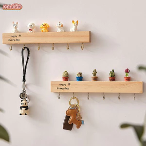 Giá lưu trữ chìa khóa treo tường lối vào, Móc chìa khóa treo tường không khoan bằng gỗ nguyên khối, Giá trang trí sáng tạo cho lối đi cửa