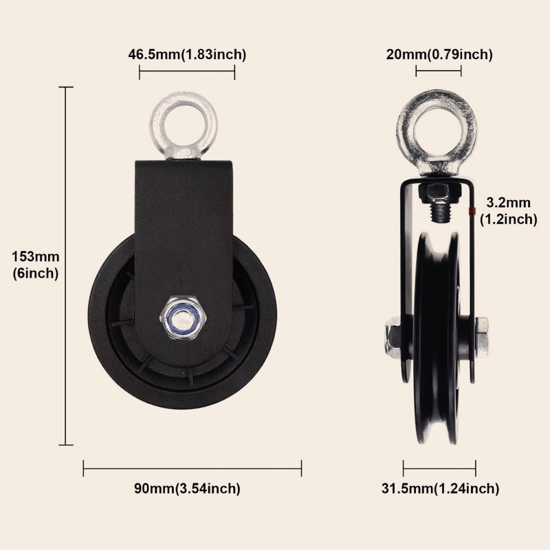 Ròng Rọc Tập Gym 360° Chống Mài Mòn, Lõi Nylon & Vòng Bi Thép Không Gỉ , Khả năng chịu tải cao