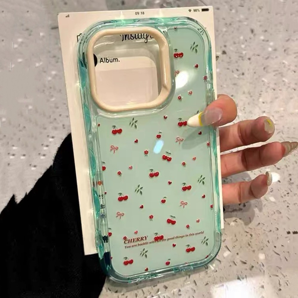 Ốp điện thoại toàn màn hình Cherry Wave cho iPhone 17 Pro Max 17Air 16 Plus 15 14 13 12 11 Vỏ bảo vệ chống sốc