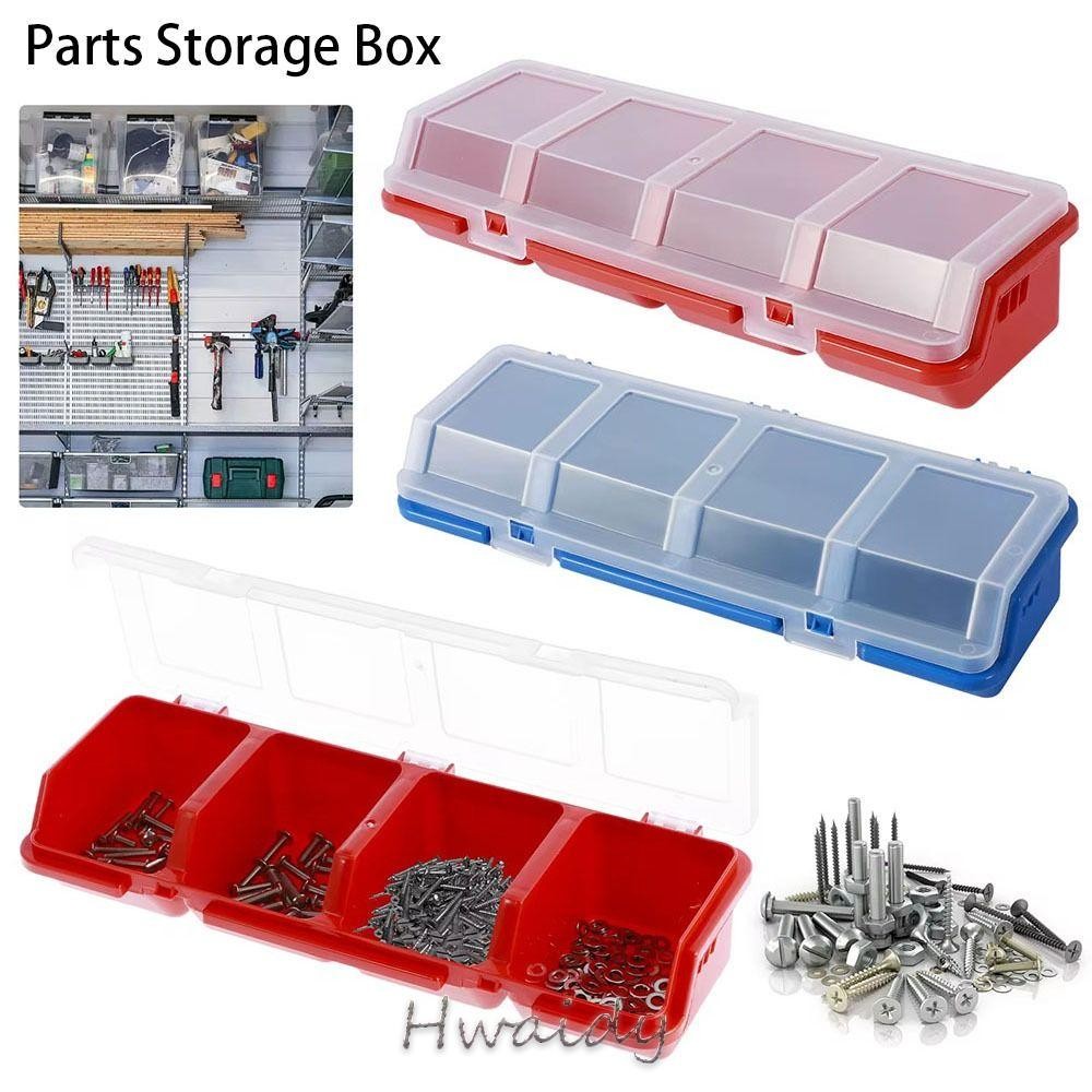 HWAIDY 1 Cái Hộp Bảo Quản, 4 Ngăn Có Nắp Vít Hộp Sắp Xếp, Màu Xanh Đỏ Màn Hình Nhựa Dụng Cụ Một Phần Hộp Đựng Thùng