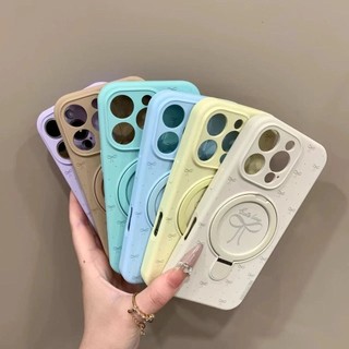Dễ Thương Nơ Sóng Điểm Từ Giá Đỡ Điện Thoại Di Động iPhone16 15 14 13 12 11 Pro Max Chống Sốc Bảo Vệ Camera Chống Rơi Ốp Lưng Mềm