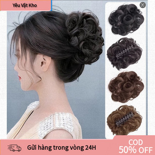 [COD] Tóc Giả Búi Xoăn Kẹp Hoa Nhẹ Nhàng – Phù Hợp Nữ Văn Phòng, Trung Niên, Dự Tiệc