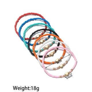 SEREIP 7 chiếc ​Bộ vòng tay​, Vòng tay dây chuyền đính cườm đàn hồi bện thủ công​, Xếp chồng hợp thời trang​ Trái tim quyến rũ​ ​Vòng tay hạt gạo​ Trang sức