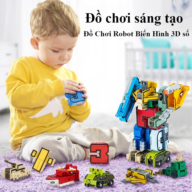 Đồ Chơi Robot Biến Hình 3D Số, Bộ Chữ Số Biến Hình, Đồ Chơi Sáng Tạo, Quà Tặng Sinh Nhật, An Toàn Không Hại