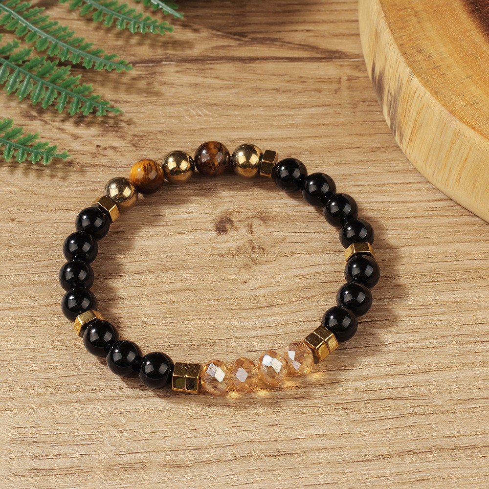 Vòng tay pha lê tự nhiên Pyrite Tiger Eye Stone Vòng tay nam