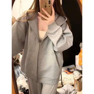 Áo khoác nỉ  TRƠN nam nữ form rộng tay dài, khóa kéo, đẹp trẻ trung, thoải mái cho mùa đông.-