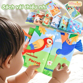 【BabyJoy】Sách vải thiếu nhi,Sách vải 3D,Sách vải cho bé,Sách Vải Đuôi Động Vật Song Ngữ,sột soạt,Có thể giặt được