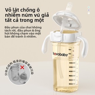 Youkebei Cốc uống trực tiếp có nắp gập PPSU, cốc học uống có miệng rộng, bình sữa cho bé từ 1 tuổi trở lên