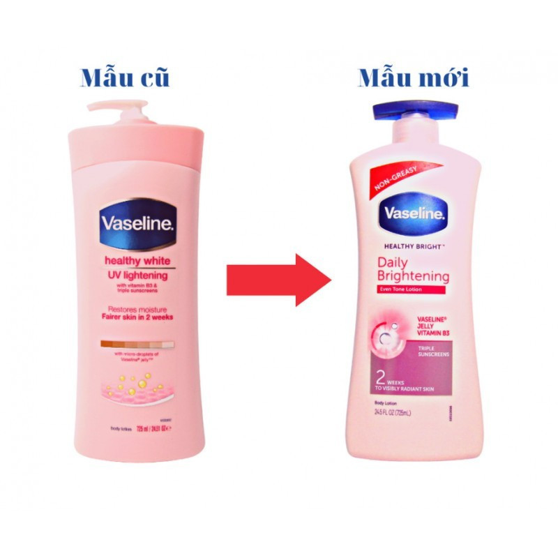 Sữa dưỡng thể Vaseline Healthy White UV Lightening Body Lotion 725ml nắp xanh mẫu mới