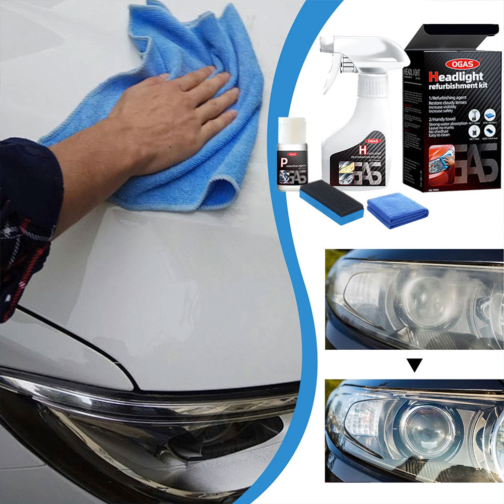 OGAS Pemulihan Lampu Headlight refurbishment kit+Coating Headlamp Pembersih & Pengilat Lampu