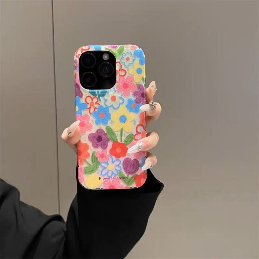 【✨Spot】[Vỏ điện thoại hoa+Giá đỡ+Dây đeo tay] ốp lưng iphone16pro/Apple15promax/14plus/13, chống sốc