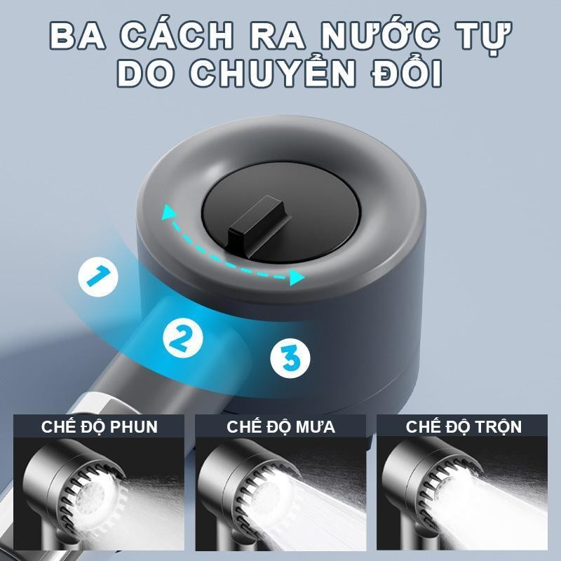 [ Loại 1 ] Vòi sen Tăng áp bộ 3 trong 1, Hoa Đầu nhật bản Có Chế Độ Suất Cao Tiết Kiệm Nước ZX-027