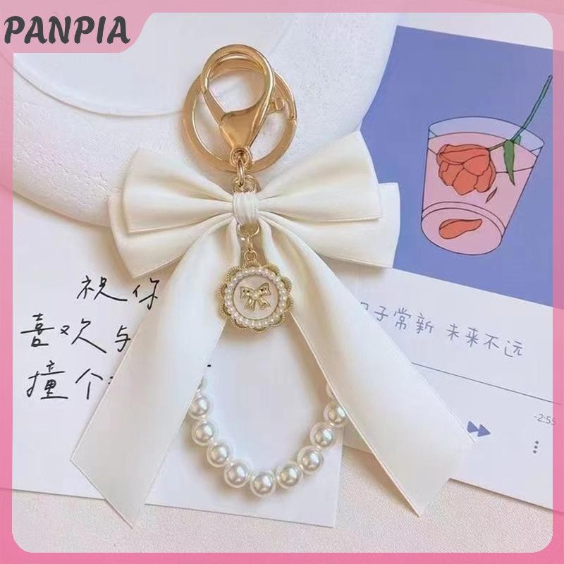 PNPIA-Key Túi Mặt Dây Chuyền Phụ Kiện Ngọc Trai Giả Nơ Móc Khóa Dễ Thương Đính Hạt Vòng Tay Cho Ví Túi Ba Lô Xe Charm Ruy Băng