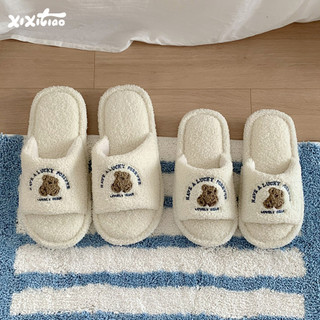 【Mới】Xixitiao Dép bông  gấu nam và nữ dễ thương và thoải mái ở nhà vào mùa thu và mùa đông