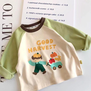 Xuân Thu Phong Cách Mới Cotton Nguyên Chất Bé Trai Bé Gái Áo Thun Dài Tay Đáy Áo Sơ Mi Trung Nhỏ Trẻ Em Mỏng Phong Cách Tương Phản