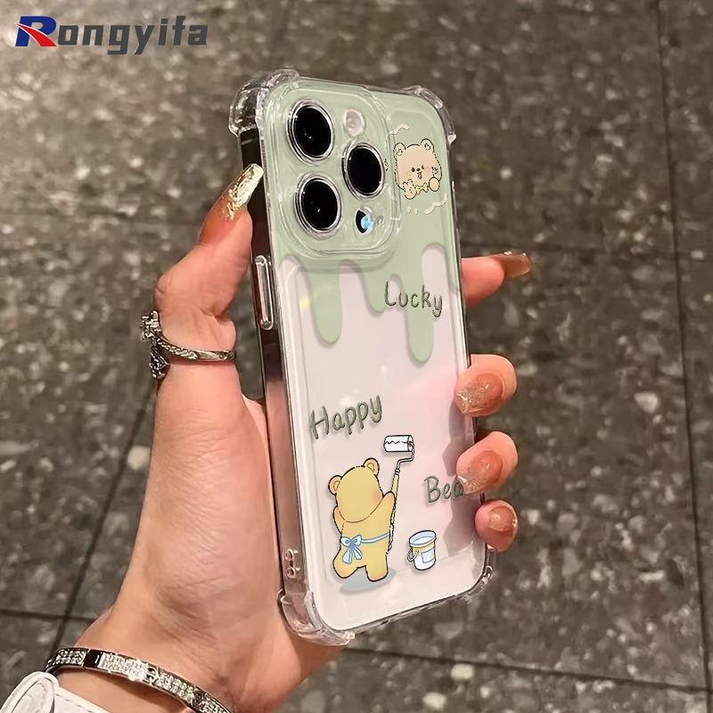Ốp điện thoại hình gấu kem hoạt hình cho Tecno POP 10 9 8 7 6 5 4 Lite Air 2 2F Pova 7 6 5 4 3 2 Pro Neo 2 Curve 5G 4G Vỏ bốn cuộn trong suốt Mặt sau mềm hình chú ếch dễ thương Bao da
