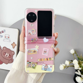 Ốp điện thoại gấp cho Oppo Find N2 N3 Flip Lật Dễ Thương Khóc Cho Bé Miếng Dán Vòng Tay Vỏ Điện Thoại TPU Cứng
